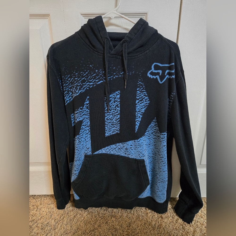 Fox Men's Hoodie in Black and Blue